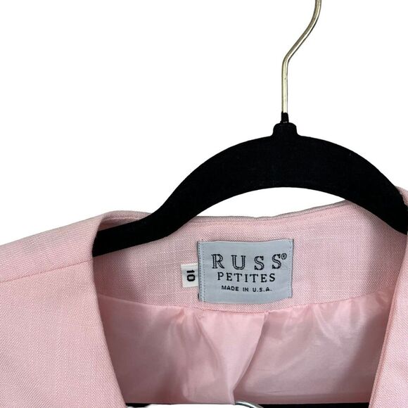 Russ Petites Womens 2 Pcs Suit Blazer and Pencil Skirt One Button Lined Pink 10 - Picture 3 of 11